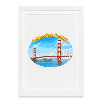 Golden Gate Bridge Illustration - Framed poster (27 × 37 cm) - white - Front