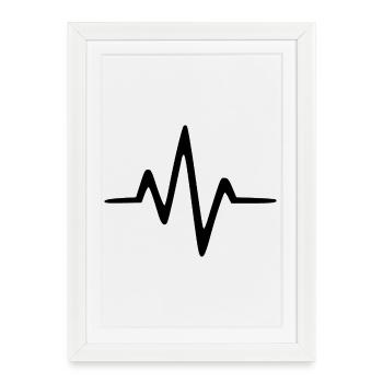 ECG Fréquence cardiaque Cadeau sur la ligne cardiaque - Affiche encadrée (27 × 37 cm) - blanc - Devant