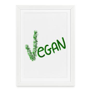 Vegan Statement in Green Brush - Framed poster (27 × 37 cm) - white - Front
