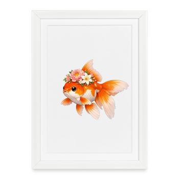 Poisson rouge - Affiche encadrée (27 × 37 cm) - blanc - Devant