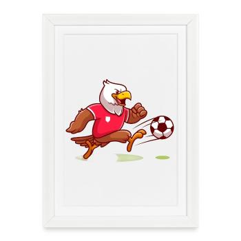 Eagle Mascot Striker Kick - Framed poster (27 × 37 cm) - white - Front