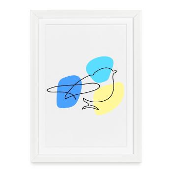Lineart Blue avec des formes pastel - Affiche encadrée (27 × 37 cm) - blanc - Devant