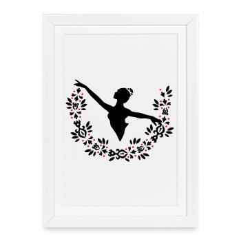 Une ballerine et une couronne de feuilles - Affiche encadrée (27 × 37 cm) - blanc - Devant