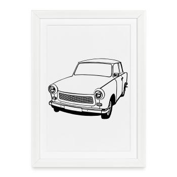  , Ostalgie , DDR Kult , Oldtimer (25) - Gerahmtes Poster (27 × 37 cm) - Weiß - Vorne