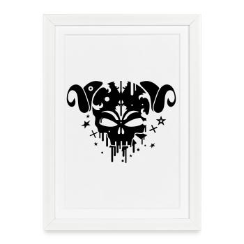 Le crâne Satyre - Affiche encadrée (27 × 37 cm) - blanc - Devant