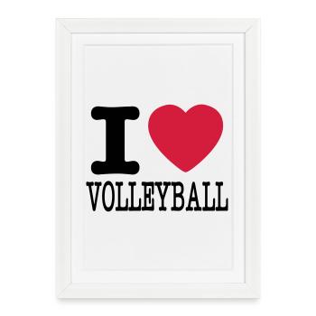 J'aime le volley-ball / j'aime la chemise de volleyball - Affiche encadrée (27 × 37 cm) - blanc - Devant