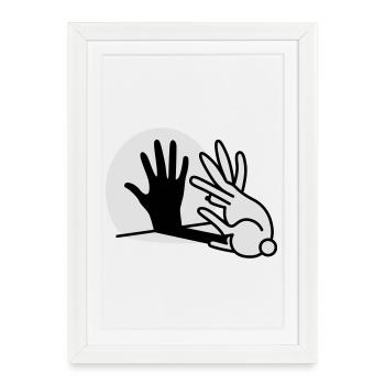 théâtre d'ombres à la main lapin théâtre d'ombre - Affiche encadrée (27 × 37 cm) - blanc - Devant