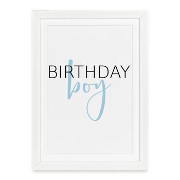 Anniversaire garçon i cadeau d'anniversaire enfant - Affiche encadrée (27 × 37 cm) - blanc - Devant