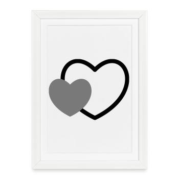 Coeur dans le coeur I cadeau d'amour 2 coeurs - Affiche encadrée (27 × 37 cm) - blanc - Devant