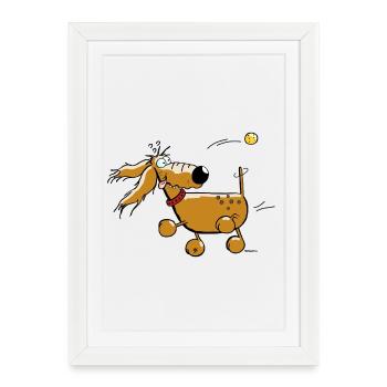 Chien drôle - Flyball - Sports de chien - Affiche encadrée (27 × 37 cm) - blanc - Devant