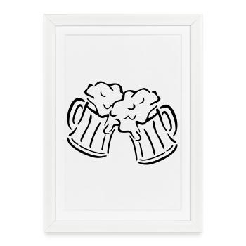 tasse de bière - Affiche encadrée (27 × 37 cm) - blanc - Devant