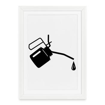 Oil jug with a drop of oil - Framed poster (27 × 37 cm) - white - Front