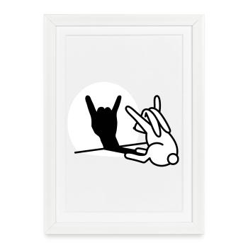 Kaninche Ombre Hand ROCK Musique HARD ROCK Fan - Affiche encadrée (27 × 37 cm) - blanc - Devant