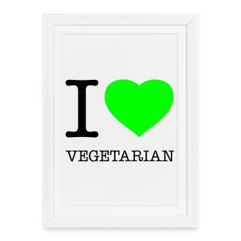 J’AIME VÉGÉTARIEN Vegetarisch Vegetarier - Affiche encadrée (27 × 37 cm) - blanc - Devant
