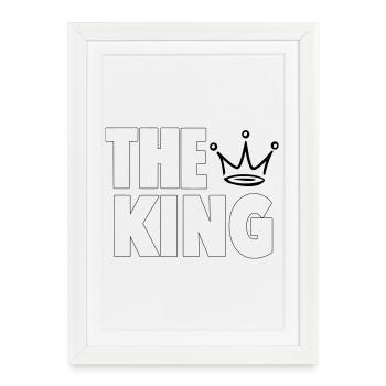 The King – Bold Crown Statement Design - Gerahmtes Poster (27 × 37 cm) - Weiß - Vorne