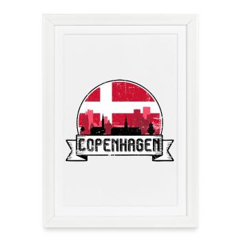 Badge Skyline de Copenhague - Affiche encadrée (27 × 37 cm) - blanc - Devant