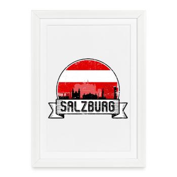 Salzburg Skyline Vintage Badge - Affiche encadrée (27 × 37 cm) - blanc - Devant