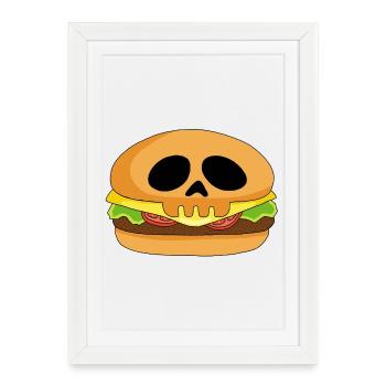 Crâne burger - Affiche encadrée (27 × 37 cm) - blanc - Devant