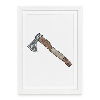 Hache Fenrir faite à la main - Affiche encadrée (27 × 37 cm) - blanc - Devant