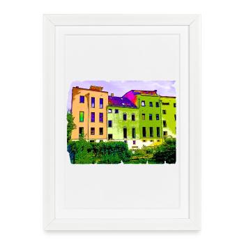 Picture by type of "Hundertwasser" picture houses - Framed poster (27 × 37 cm) - white - Front