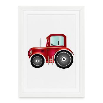 Tracteur rouge pour tracteurs et ventilateurs agricoles - Affiche encadrée (27 × 37 cm) - blanc - Devant