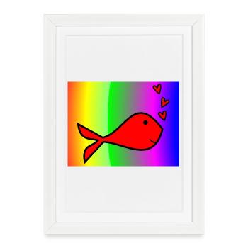 SARDINE. POISSON. POISSON D'AVRIL. PÂQUES. MER - Affiche encadrée (27 × 37 cm) - blanc - Devant