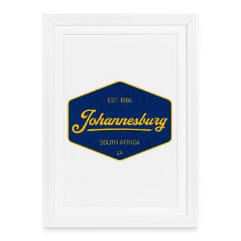 Johannesburg Vintage Sign Blue Yellow - Framed poster (27 × 37 cm) - white - Front
