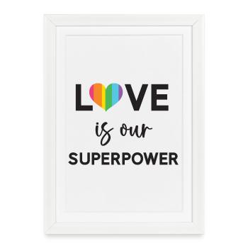 Mois de la fierté - LGBTQ+ L’amour est notre superpouvoir - Affiche encadrée (27 × 37 cm) - blanc - Devant