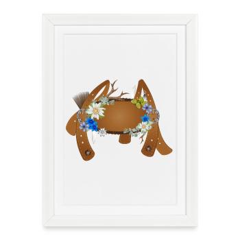 Bretelles traditionnelles d’une illustration lederhosen - Affiche encadrée (27 × 37 cm) - blanc - Devant