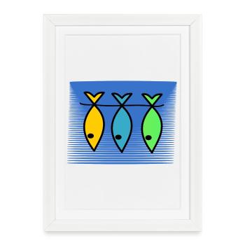 FISH. APRIL FOOL. HOLIDAY. SUMMER. HUMOR - Framed poster (27 × 37 cm) - white - Front