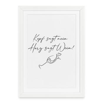 Heart says wine - Framed poster (27 × 37 cm) - white - Front