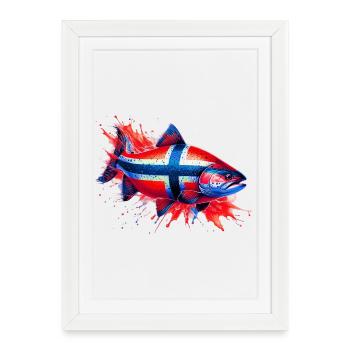 Saumon norvégien - Affiche encadrée (27 × 37 cm) - blanc - Devant