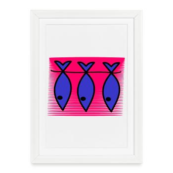 FISH. SARDINE. APRIL FOOLS. SEA. OCEAN - Framed poster (27 × 37 cm) - white - Front