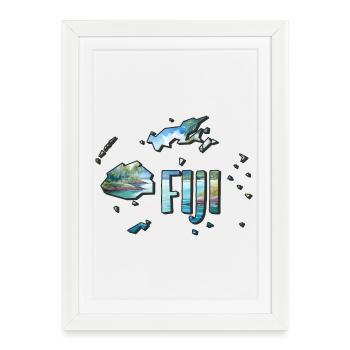 Carte à l’aquarelle Fidji - Affiche encadrée (27 × 37 cm) - blanc - Devant