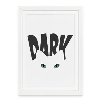Le chat dans le noir - Affiche encadrée (27 × 37 cm) - blanc - Devant