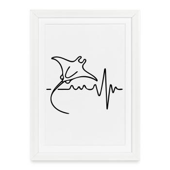 Elegant Manta – Minimalist Ocean Design - Framed poster (27 × 37 cm) - white - Front