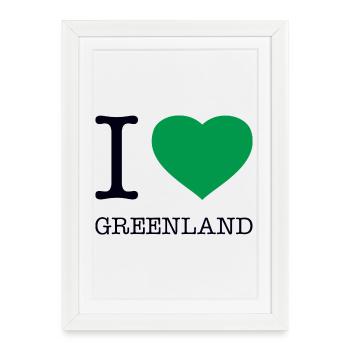 J’AIME LE GROENLAND Grönland - Affiche encadrée (27 × 37 cm) - blanc - Devant
