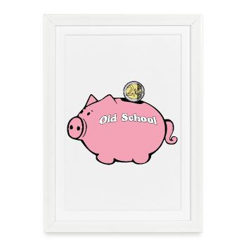 Tirelire old school - Affiche encadrée (27 × 37 cm) - blanc - Devant