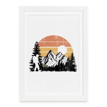 Sunset Mountain Silhouette Design - Framed poster (27 × 37 cm) - white - Front