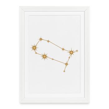 Constellation d’étoiles Gémeaux Signe de naissance Doré - Affiche encadrée (27 × 37 cm) - blanc - Devant