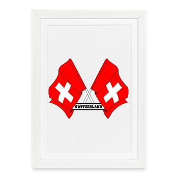 Drapeaux de la Suisse - Affiche encadrée (27 × 37 cm) - blanc - Devant