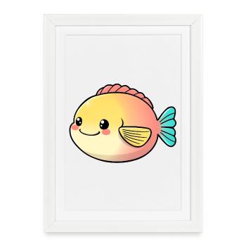 Poisson - Affiche encadrée (27 × 37 cm) - blanc - Devant