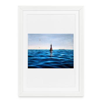 Phare sur le calme bleu de la mer Adriatique Croatie - Affiche encadrée (27 × 37 cm) - blanc - Devant