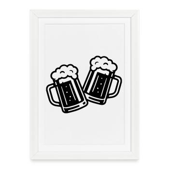 Chope de bière Beer Cheers - Affiche encadrée (27 × 37 cm) - blanc - Devant