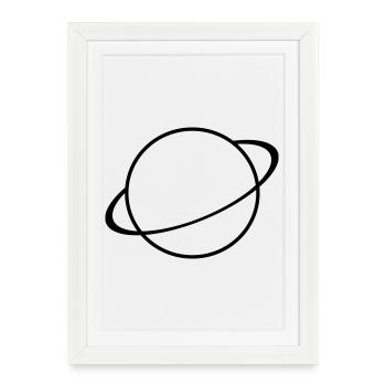 Icône de Saturne - Symbole de la planète - Affiche encadrée (27 × 37 cm) - blanc - Devant