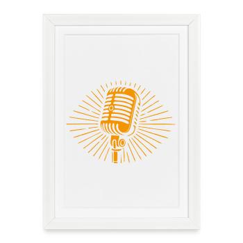Vintage Retro Music T-Shirt - Framed poster (27 × 37 cm) - white - Front
