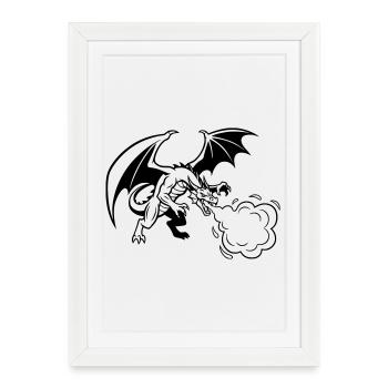 Drache_Drachen_Feuer_Gaming_Vektor - Affiche encadrée (27 × 37 cm) - blanc - Devant