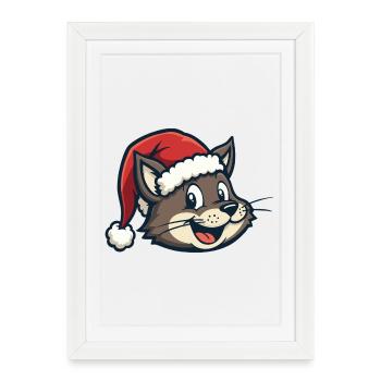 Cat in a Santa hat - Framed poster (27 × 37 cm) - white - Front