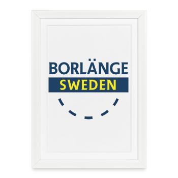 Borlänge City emblem in blue and yellow - Framed poster (27 × 37 cm) - white - Front
