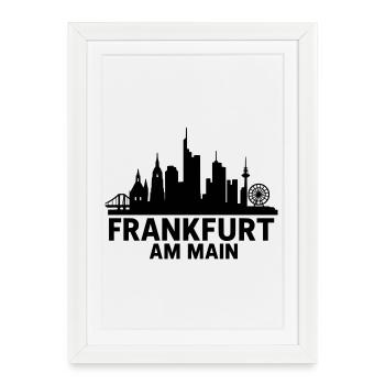 Francfort-sur-le-Main Silhouette - Affiche encadrée (27 × 37 cm) - blanc - Devant